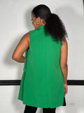 May Notch Longline Blazer Vest-Green - Impoze Style™