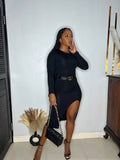 Viviana Slit Midi Dress-Black - Impoze Style™