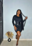 Jordyn Double Layered Midi Dress- Black - Impoze Style™
