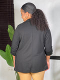 Lourna Buttoned Roll Up Sleeve Jacket-Black - Impoze Style™