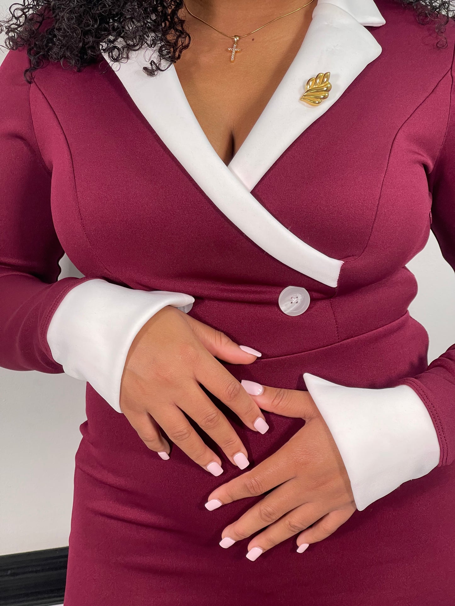 Elise Midi Dress-Burgundy