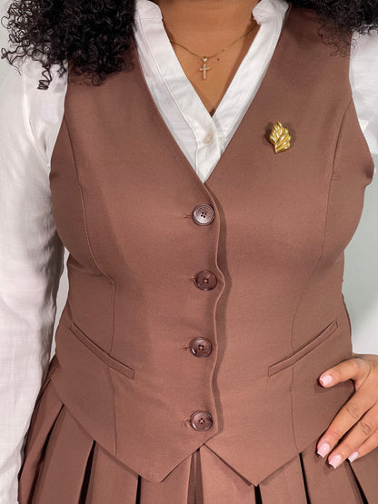 Selene Mini Dress-Brown