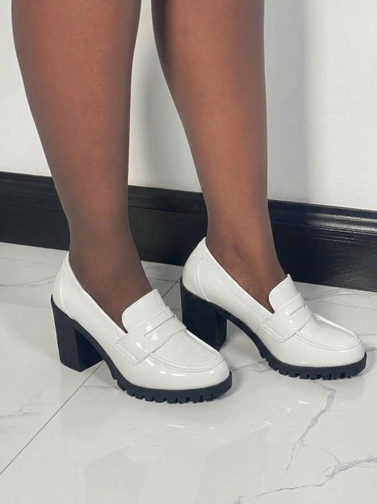Boss Babe Platform Loafers Heels-White(Pre-order)
