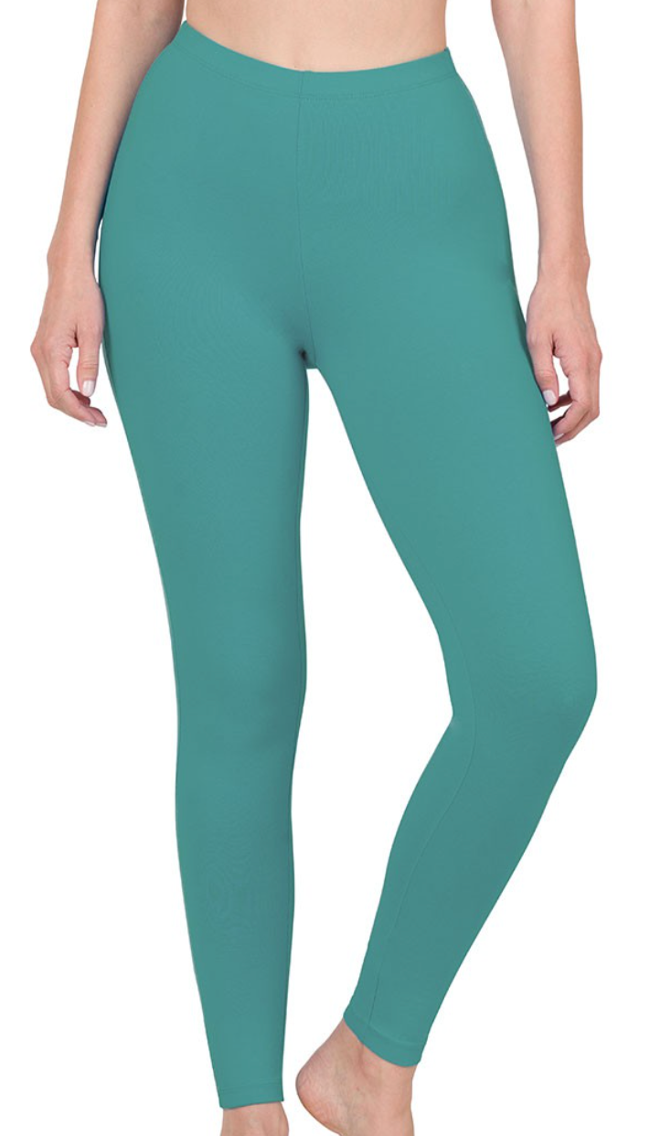 Lecia Basic Leggings-Dusty Teal - Impoze Style™