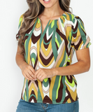 Elle Abstract Print Top- Green - Impoze Style™