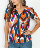 Elle Abstract Print Top- Purple - Impoze Style™