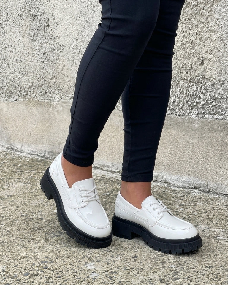 Boss Babe Lace Up Platform Loafers II-White(Pre-Order)