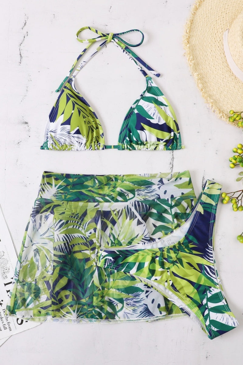 Water Garden Three Piece Bikini-Green Multi - Impoze Style™