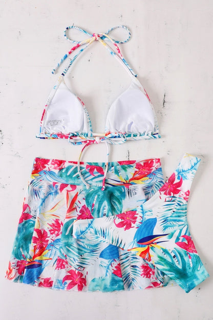 Beach Views Three Piece Bikini-Blue Multi - Impoze Style™