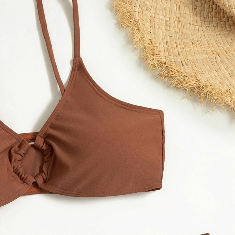 Palila Three Piece Swimsuit-Brown - Impoze Style™