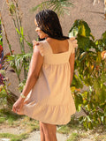 Elora Babydoll Mini Dress-Taupe - Impoze Style™