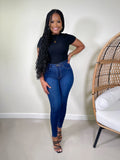 Yasmin High Waist Skinny Jeans-Dark Blue|Brown Threads - Impoze Style™