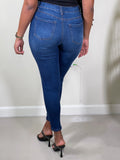 Jovie Knee Destructed High Rise Skinny Jeans-Dark Blue - Impoze Style™