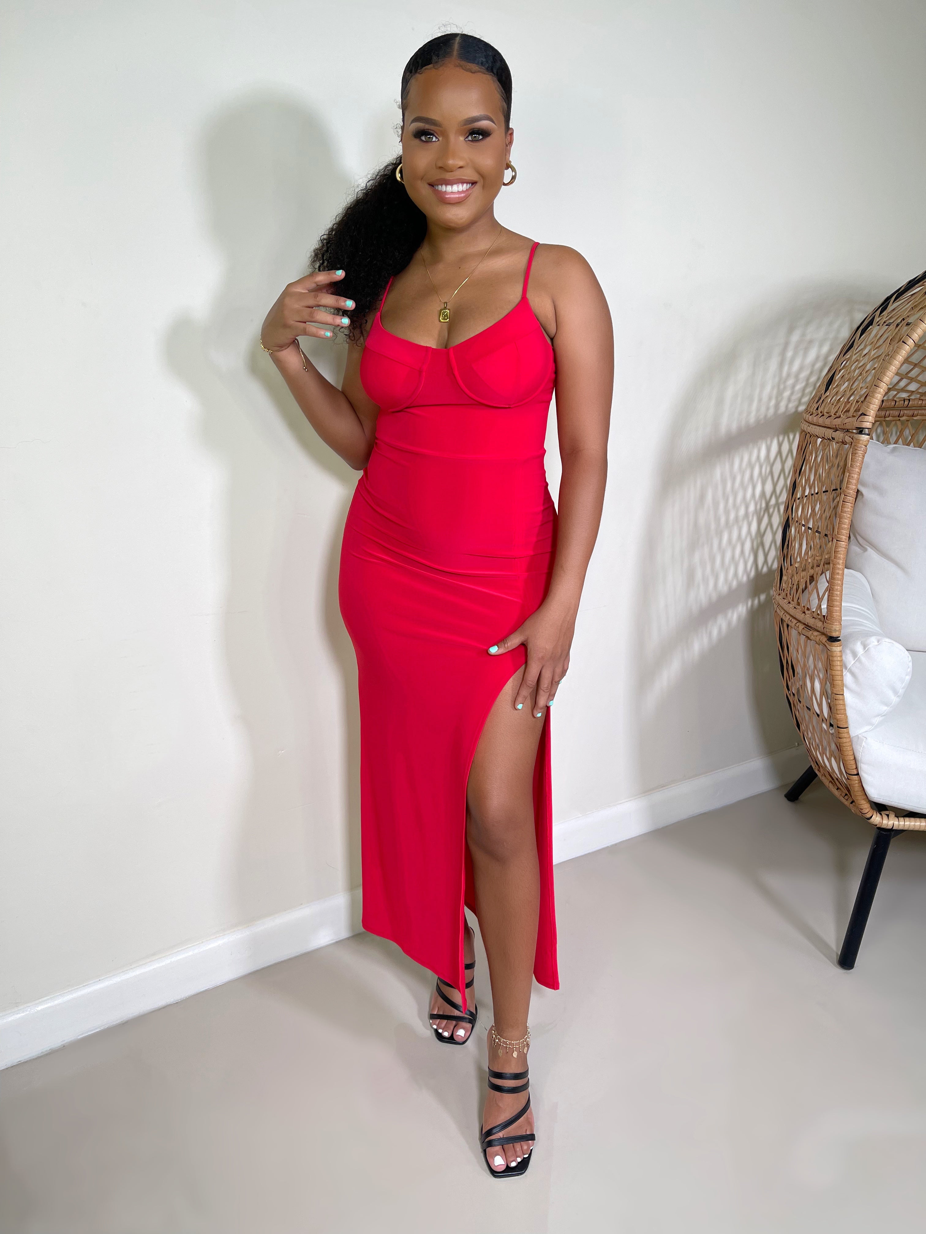 Cecilia Slit Maxi Dress-Red - Impoze Style™