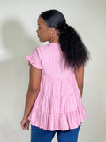 Sia Ruffle Sleeve Tiered Tunic Top-Pink - Impoze Style™