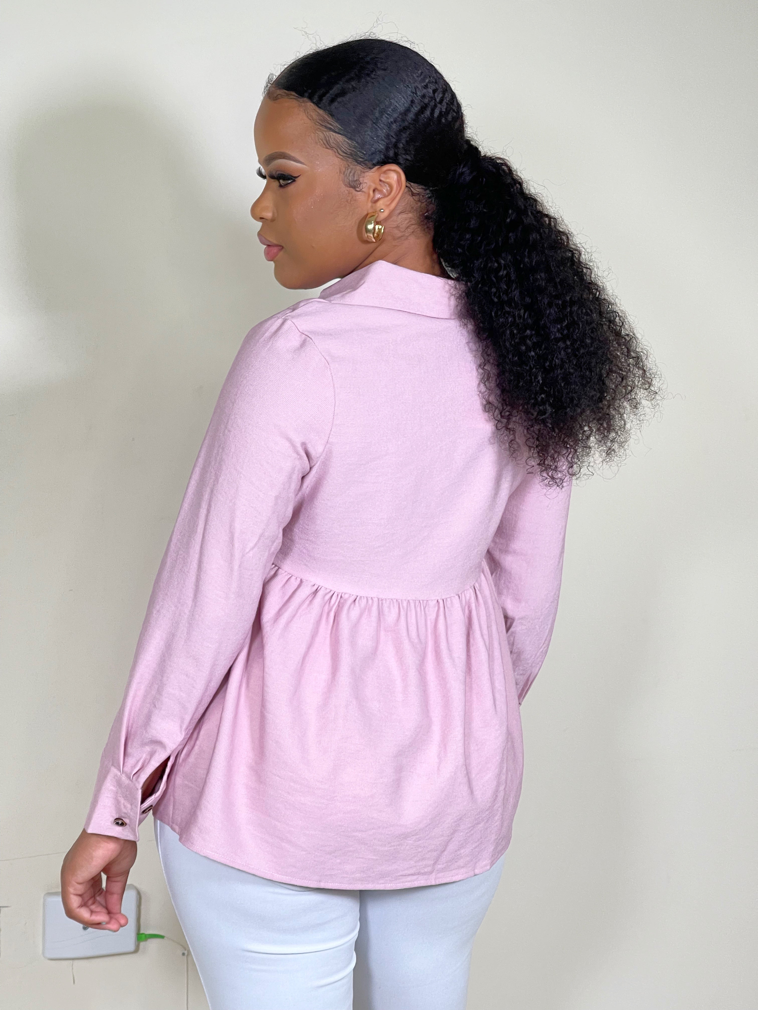 Liliana Babydoll Button Down Top-Pink - Impoze Style™