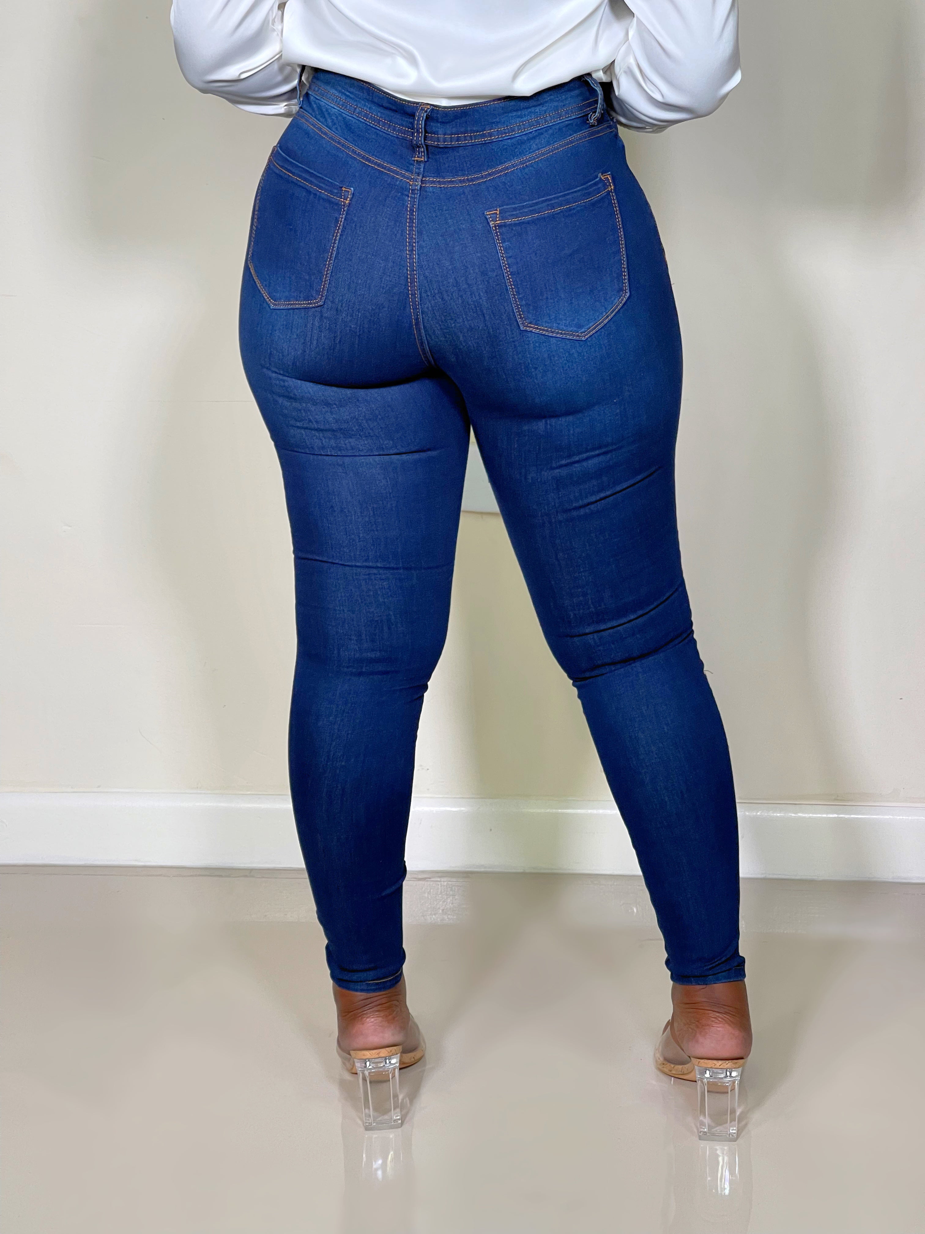 Millie High Waist Skinny Jeans-Dark Blue - Impoze Style™