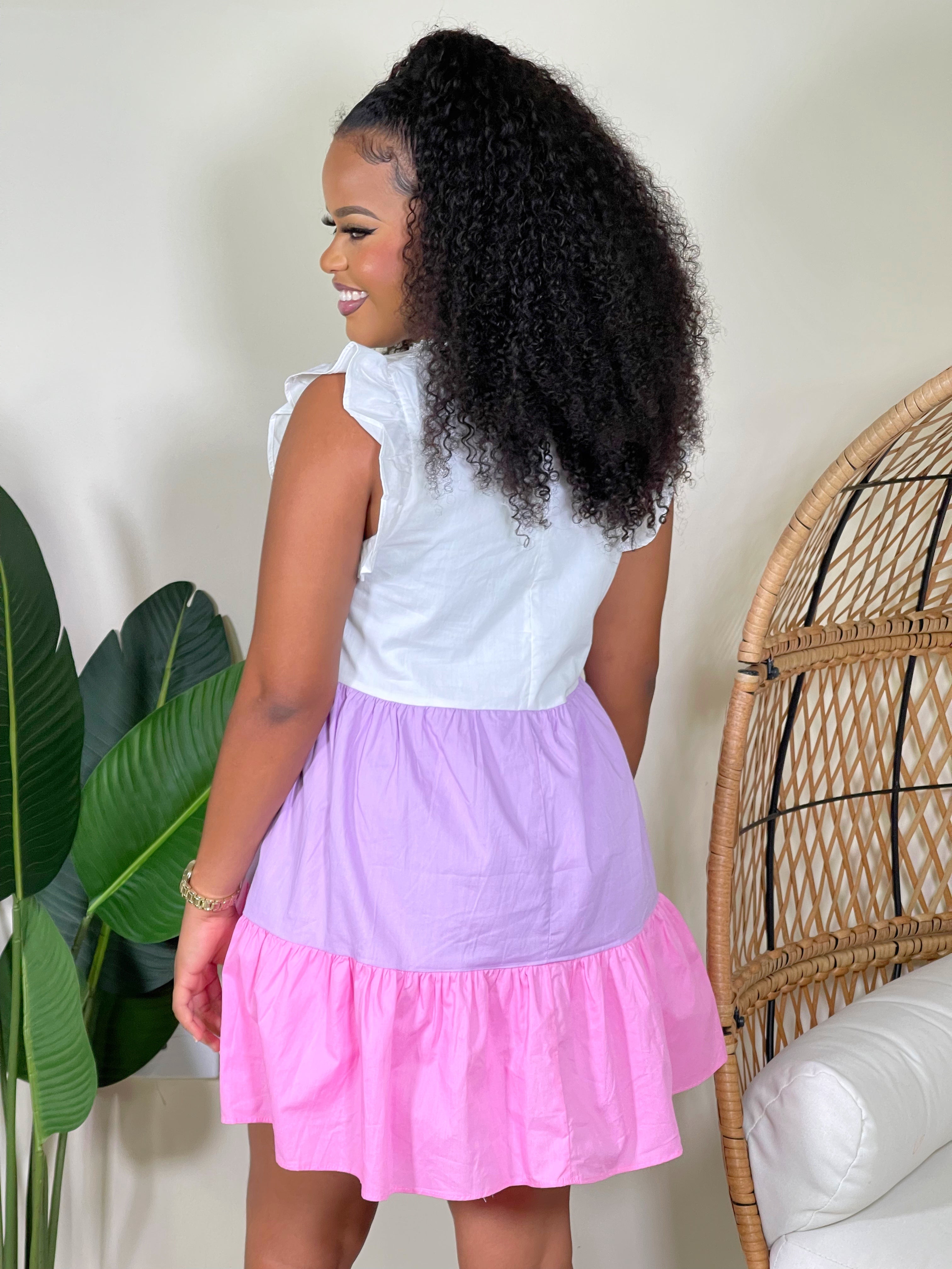 Willow Babydoll Mini Dress-Pink Multi - Impoze Style™