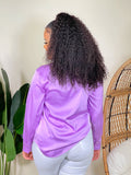 Nova Satin Button Front Shirt-Lavender - Impoze Style™