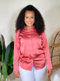 Nova Satin Button Front Shirt-Ash Rose - Impoze Style™