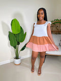 Rhea Mini Dress- Ivory Brown Pink - Impoze Style™