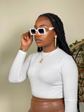 Ruby Bulky Square Chain Sunglasses-White - Impoze Style™
