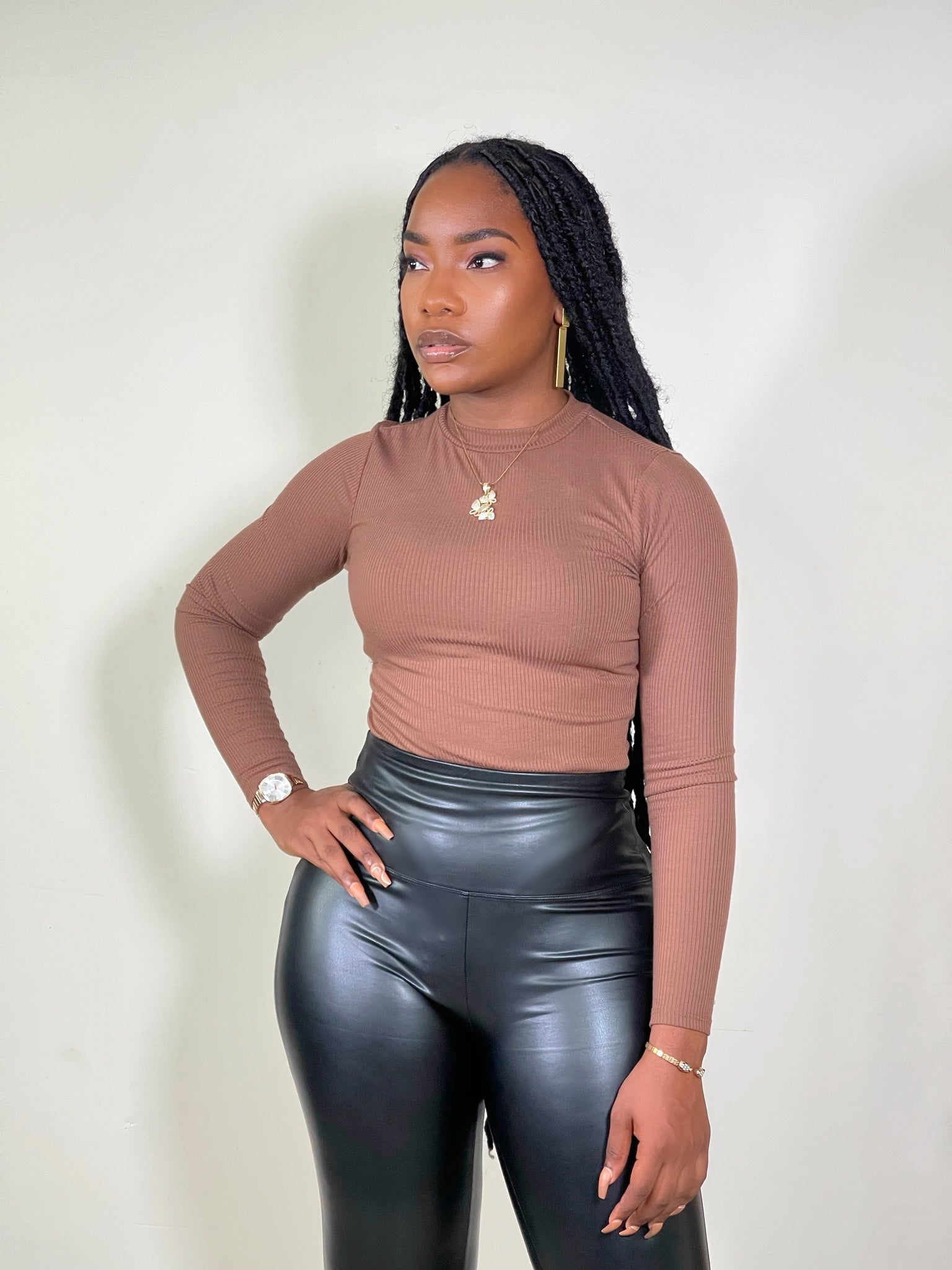 Thea Ribbed Everyday Bodysuit-Cocoa - Impoze Style™