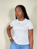 Everyday Ribbed Short Sleeve Top-White