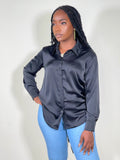 Nova Satin Button Front Shirt-Black - Impoze Style™