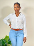 Your Everyday Long Sleeve Collared Shirt Top-Off White - Impoze Style™