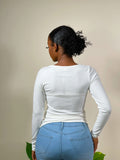 Essential Long Sleeve Ribbed Top-White - Impoze Style™
