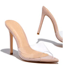 Jenna Clear Slide In Heels-Taupe - Impoze Style™