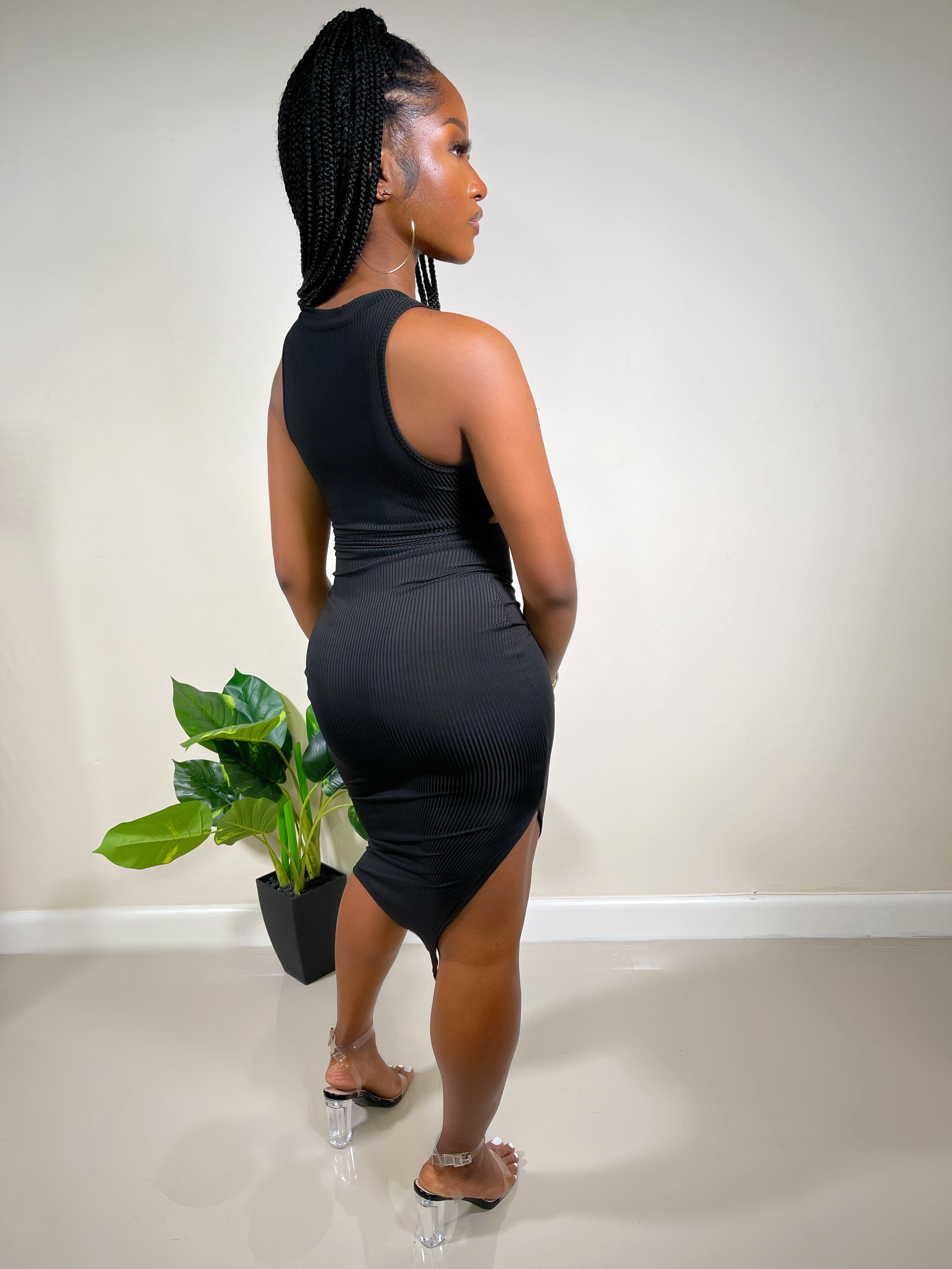 Kate Side Slit Maxi Dress-Black - Impoze Style™