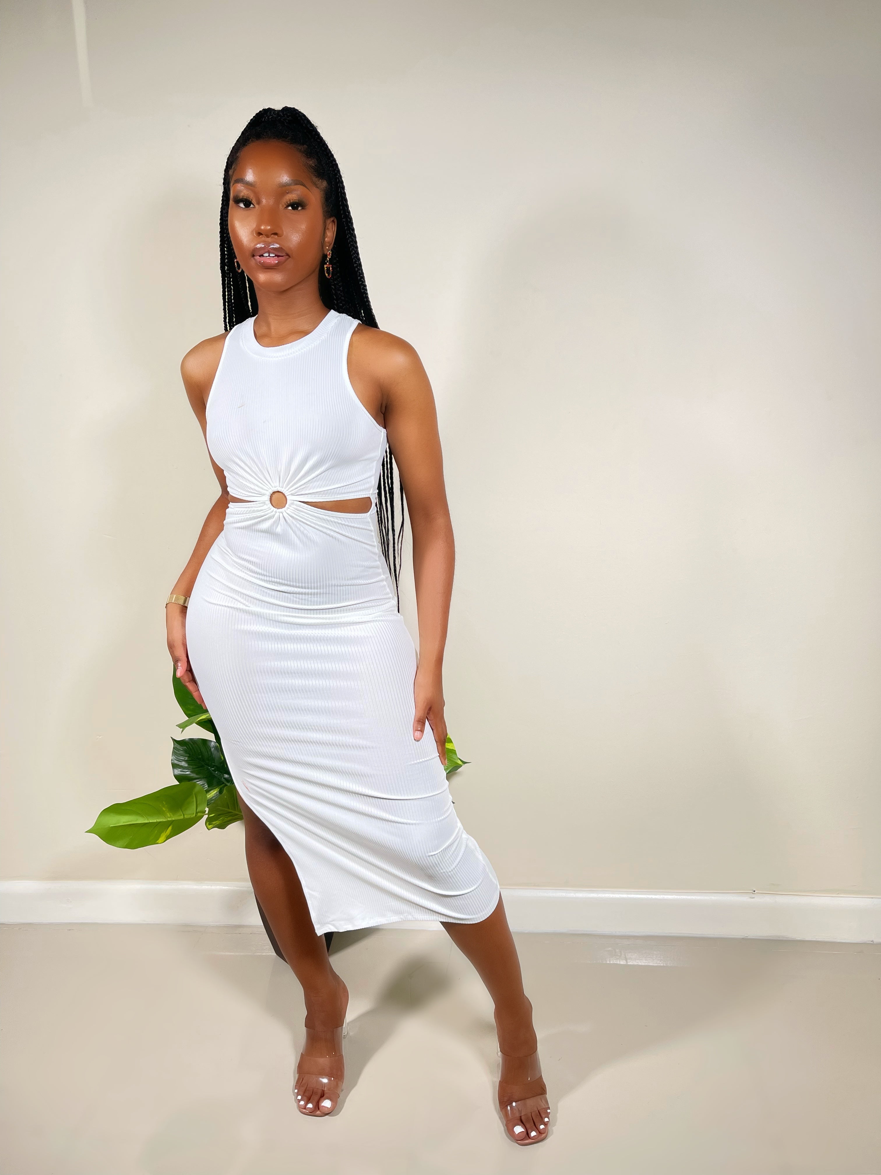 Kate Side Slit Maxi Dress-White - Impoze Style™