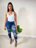Jolene High Waist Ankle Jeans-Dark Blue - Impoze Style™