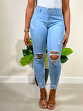 Carmen High Waist Ankle Jeans-Light Blue - Impoze Style™