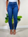 Becky High Waist Skinny Jeans-Dark Blue