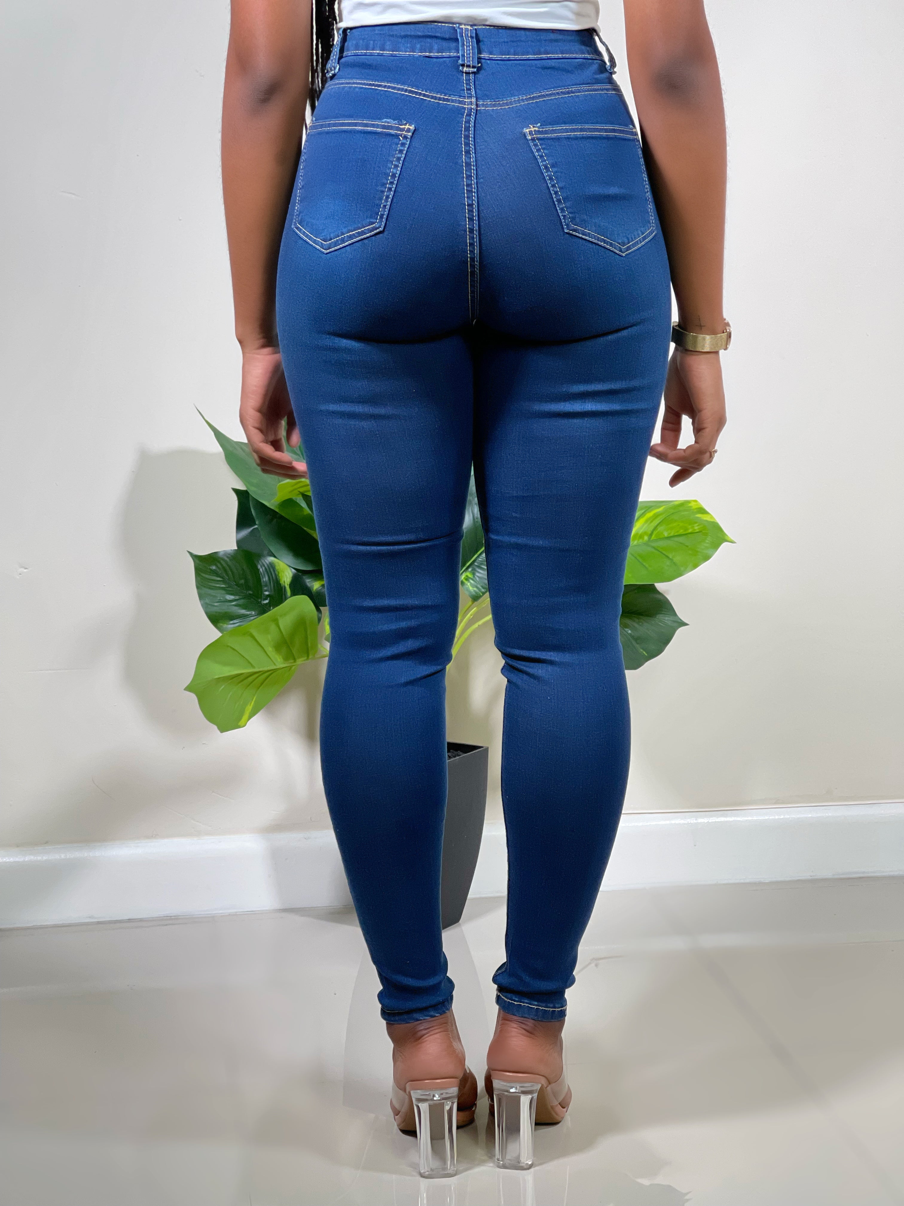 Becky High Waist Skinny Jeans-Dark Blue - Impoze Style™