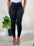 Emily Ripped High Rise Skinny Jeans-Black