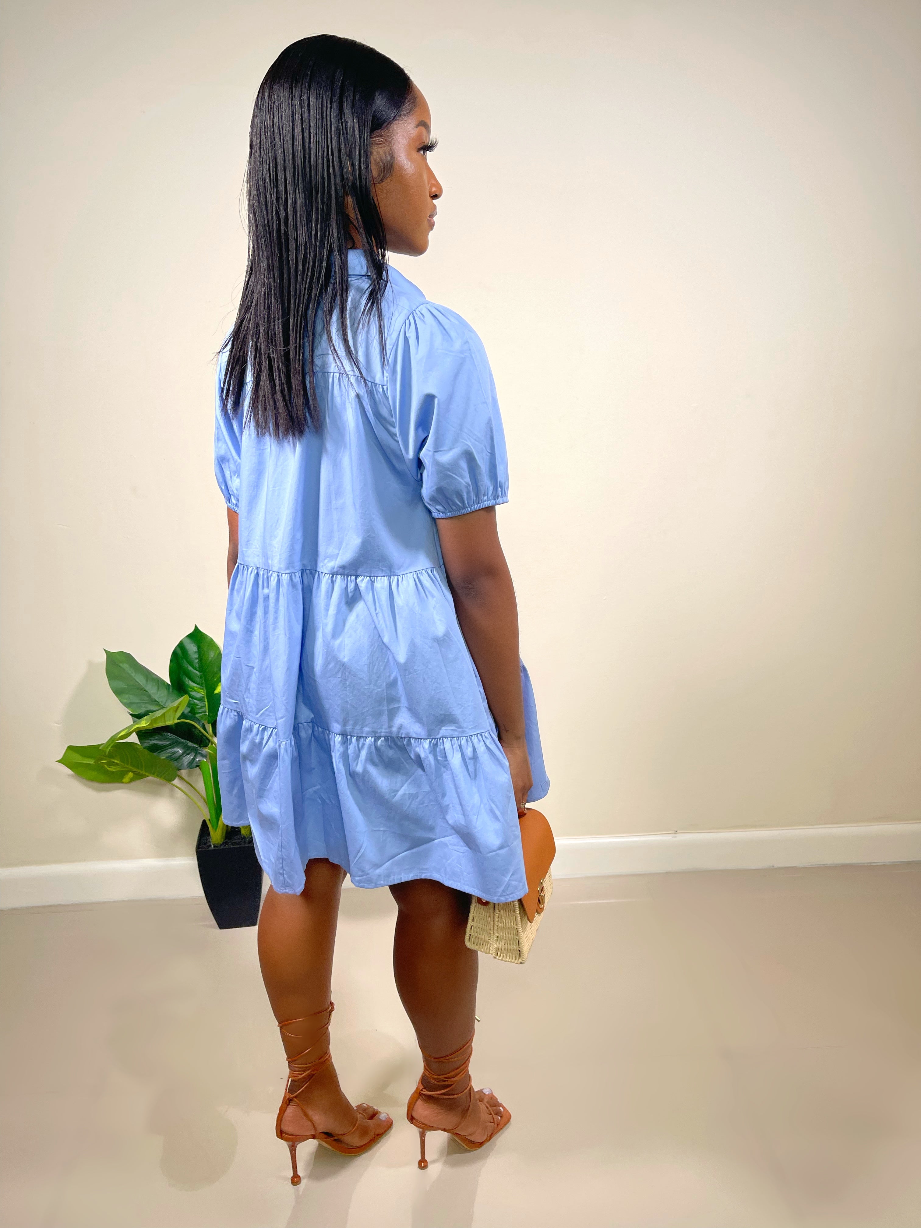 Amaya Shirt Dress-Spring Blue - Impoze Style™