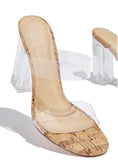 Nessa Clear Chunky Heels-Cork - Impoze Style™