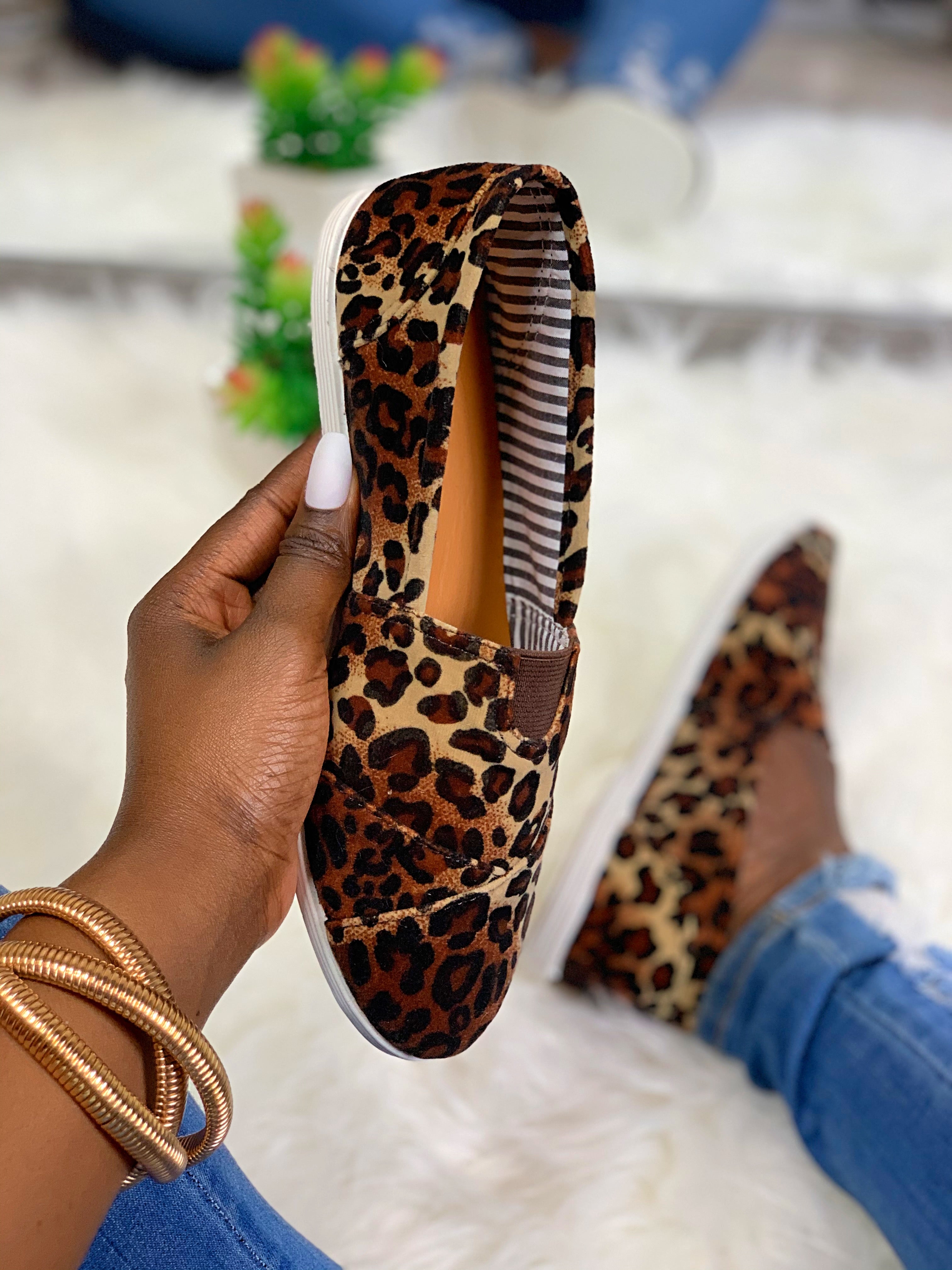 Zoe Slip On Shoes-Leopard - Impoze Style™