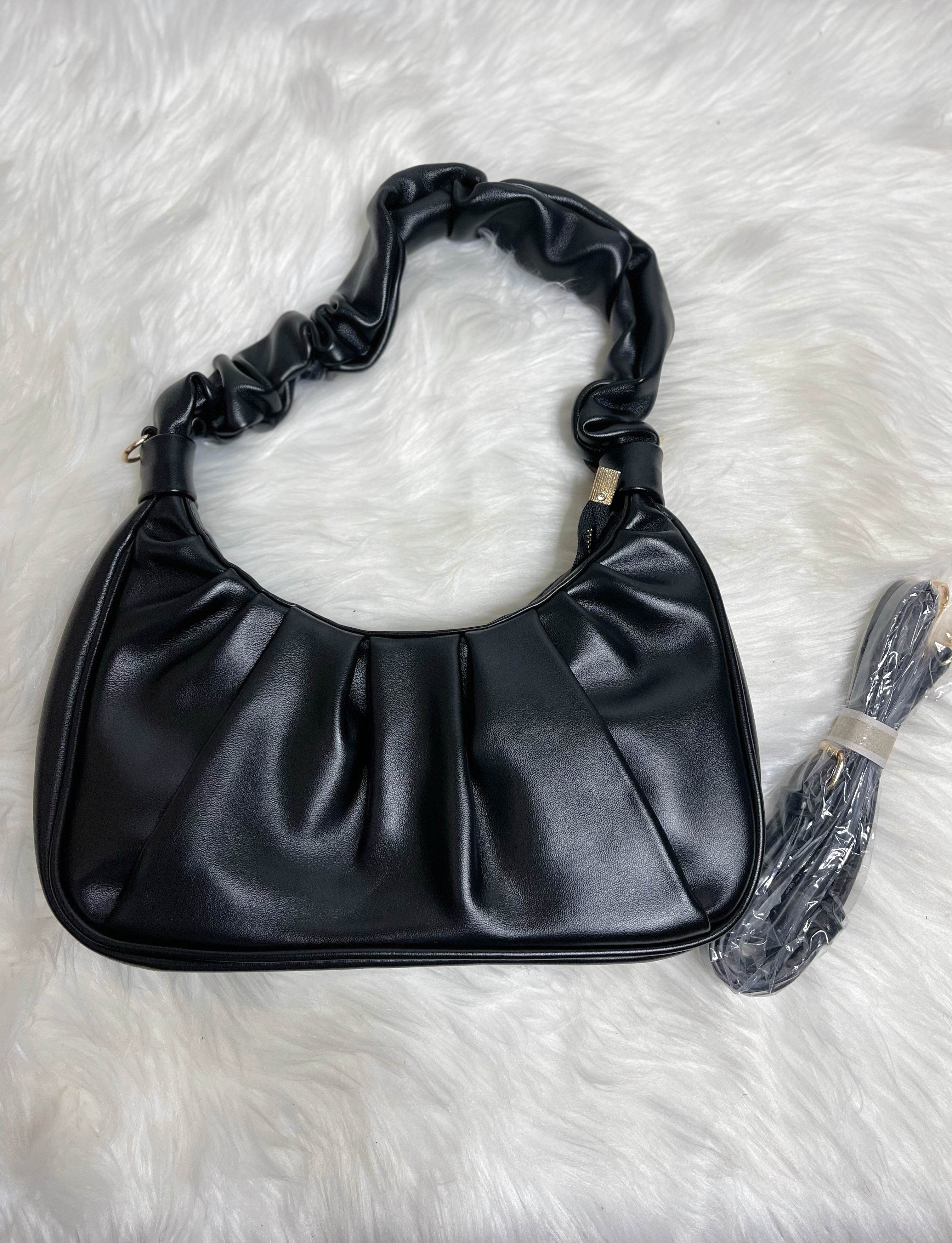 Carry Me Out Ruched Handle Shoulder Bag-Black - Impoze Style™
