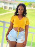 Watch Me Ruch Out Crop Top-Mustard