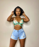 Barely There Floral Crop Top-Green - Impoze Style™