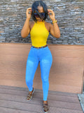 Becky High Waist Skinny Jeans-Light Blue - Impoze Style™