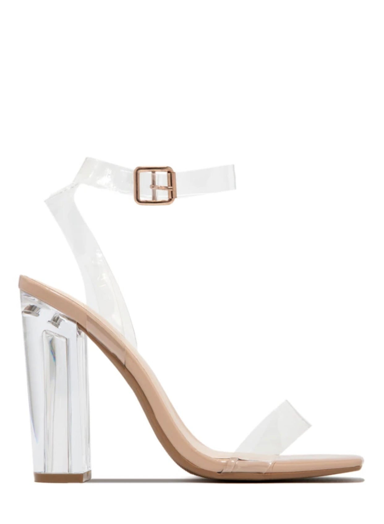 Crystal Clear Chunky Heels-Nude - Impoze Style™