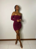 Renee Ruched Mini Dress-Burgundy - Impoze Style™