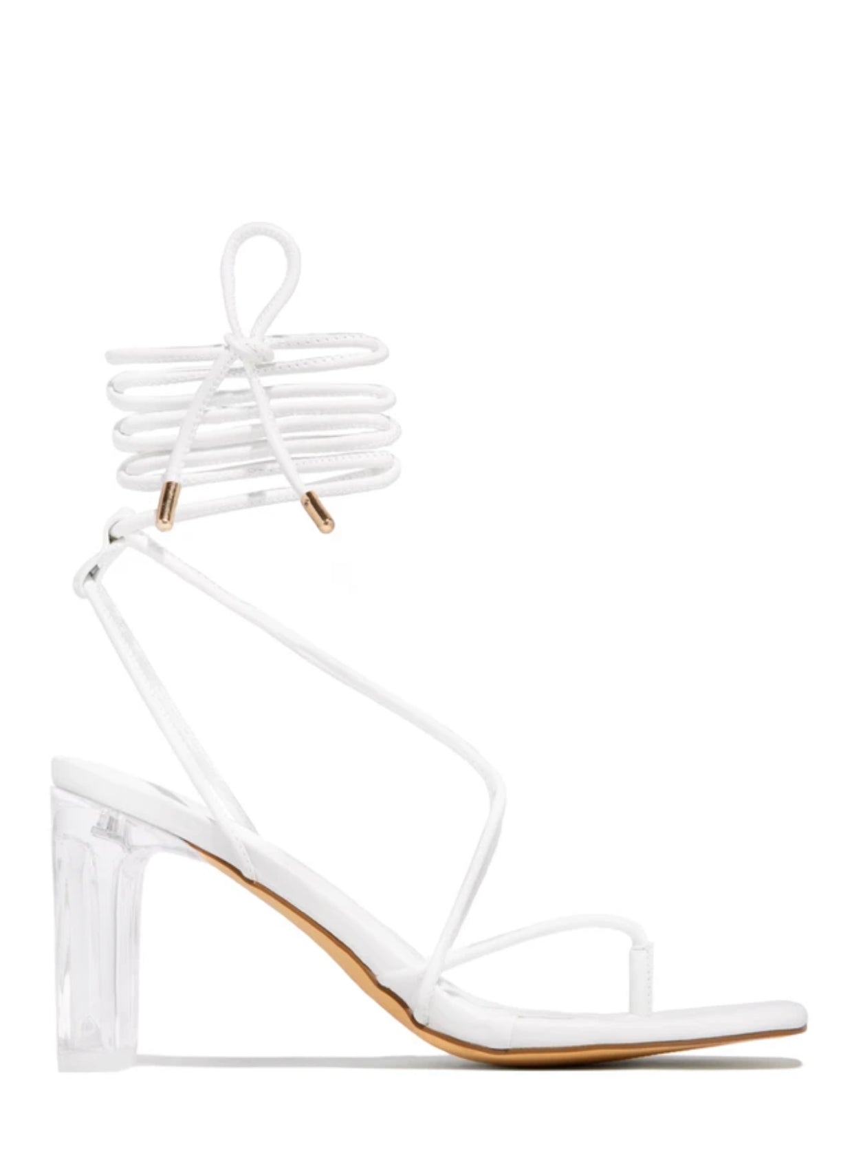 Milan Strappy Clear Heels-White - Impoze Style™
