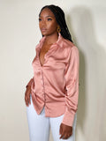 Tania Satin Button Front Shirt-Champagne - Impoze Style™
